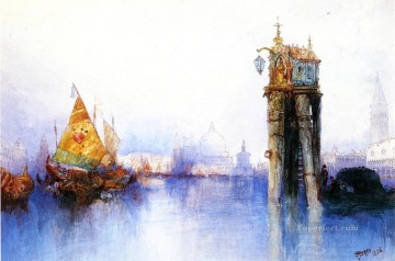 Venecia clásica Painting - Escena del canal veneciano paisaje marino Thomas Moran Venecia